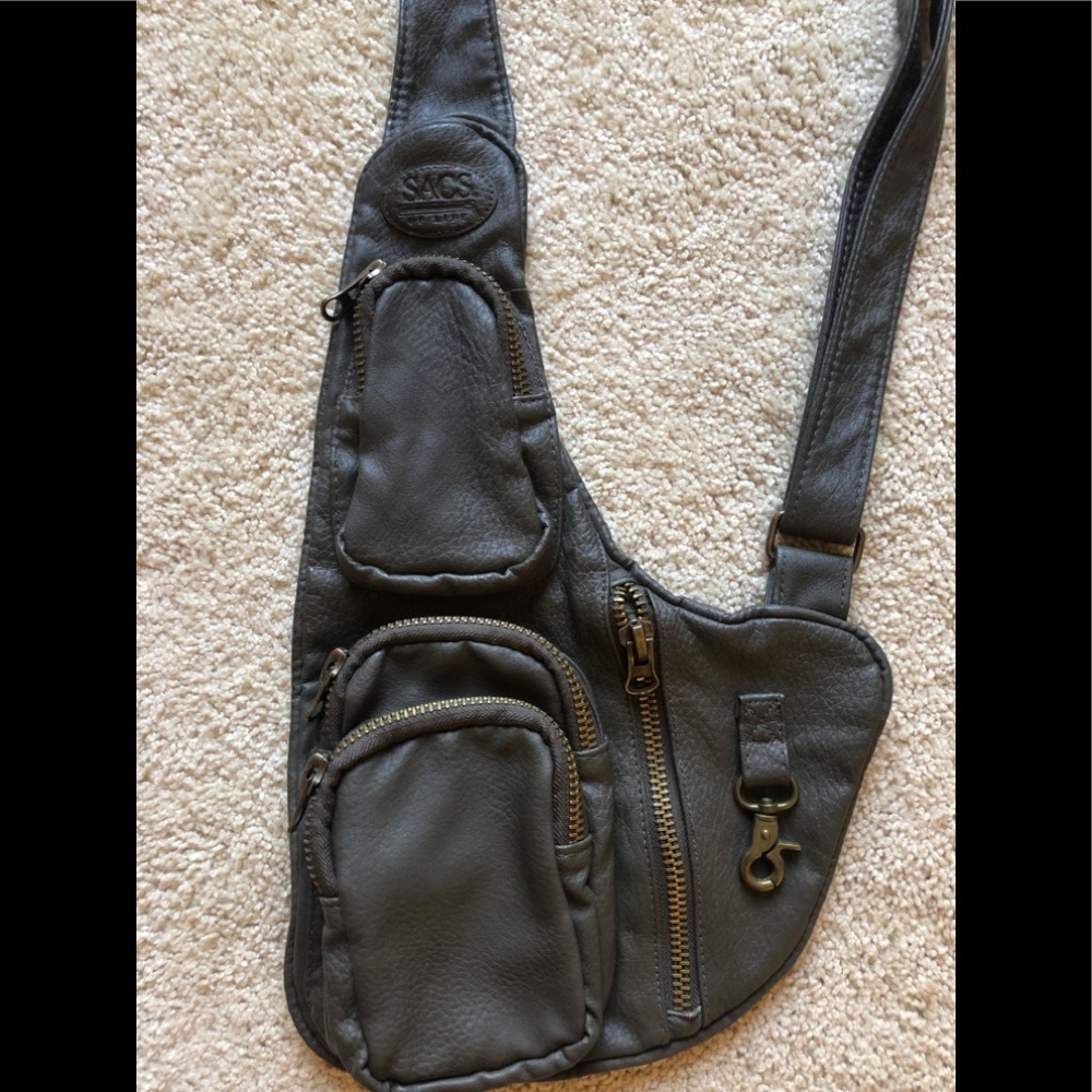 SACS OF LIFE - crossbody Uptown bag - Deep Olive/Tone- Unisex .
